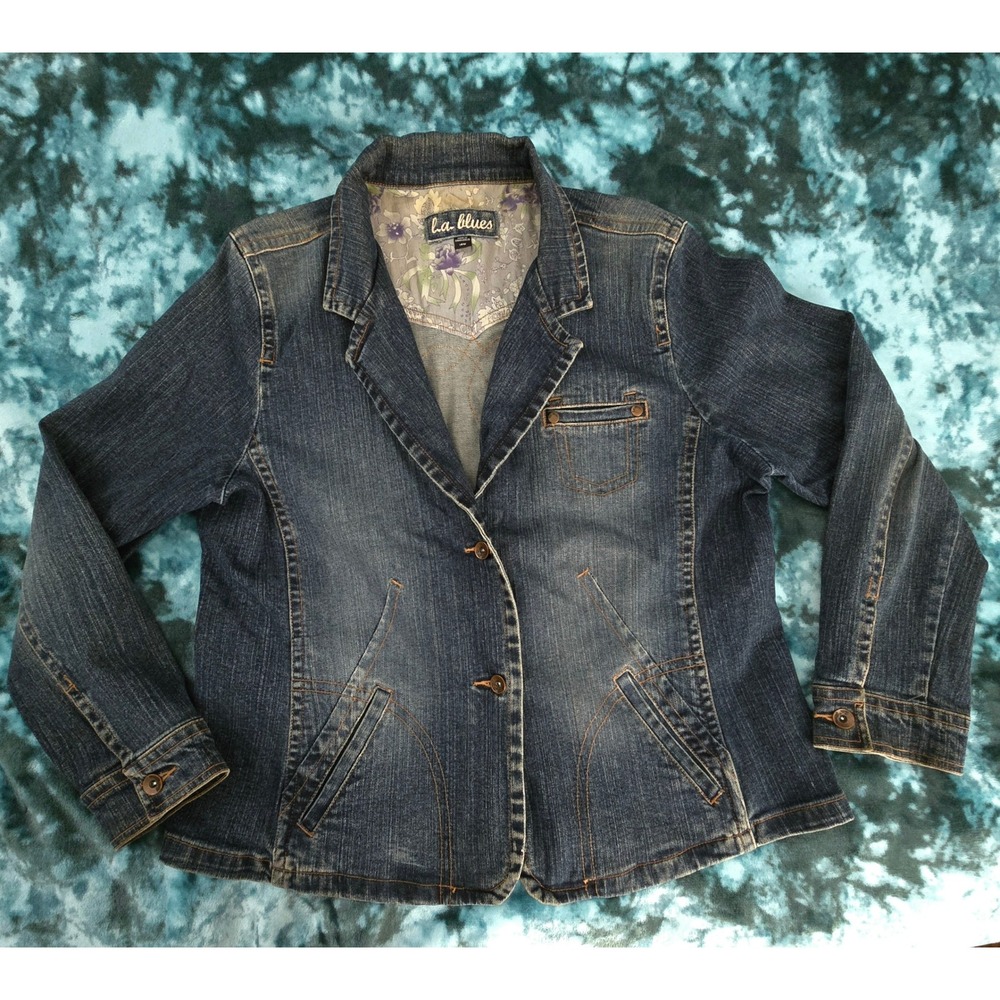 VTG Y2K L.A. Blues Med Wash Denim Blazer/Jacket Plus Size 18W